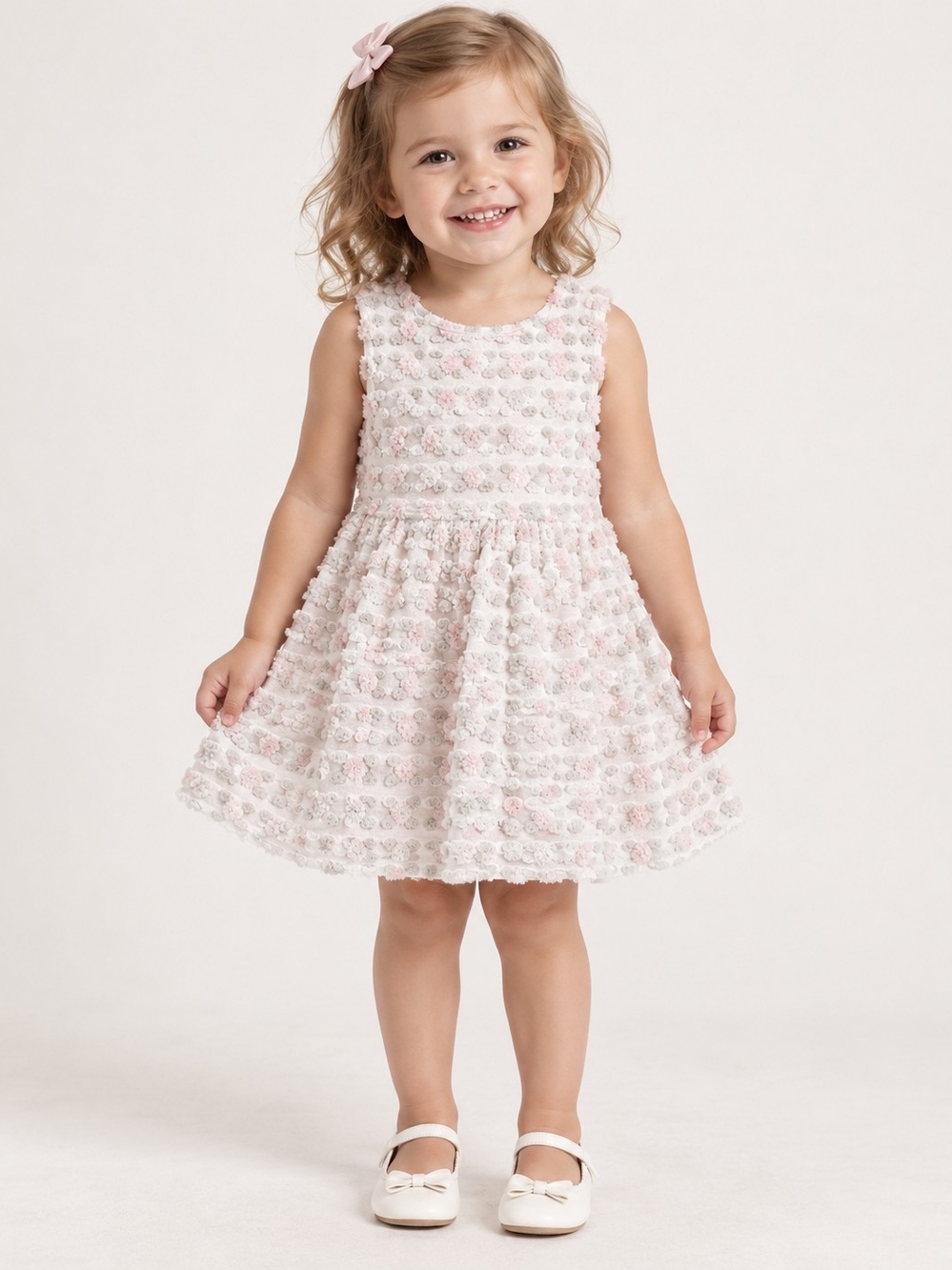 Memory Wear by Deborah Toddler 3T Pastel Tufted Floral Dress